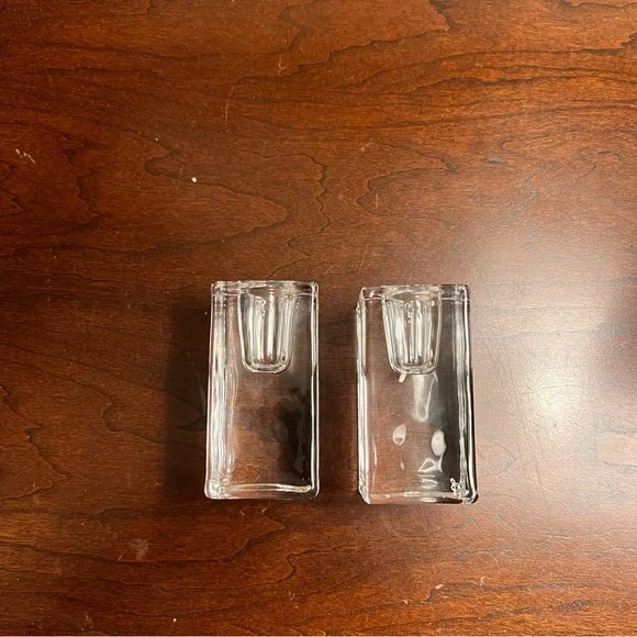 2 Clear Crystal Candle Holders - Picture 6 of 10
